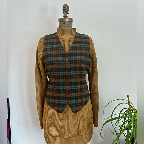 Vintage Wool Waistcoat Vest - Plaid - Picture 1 of 12